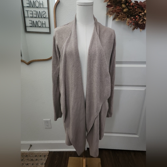 Barefoot Dreams Cozy Women's Open Front Sweater - Taupe - Picture 1 of 8
